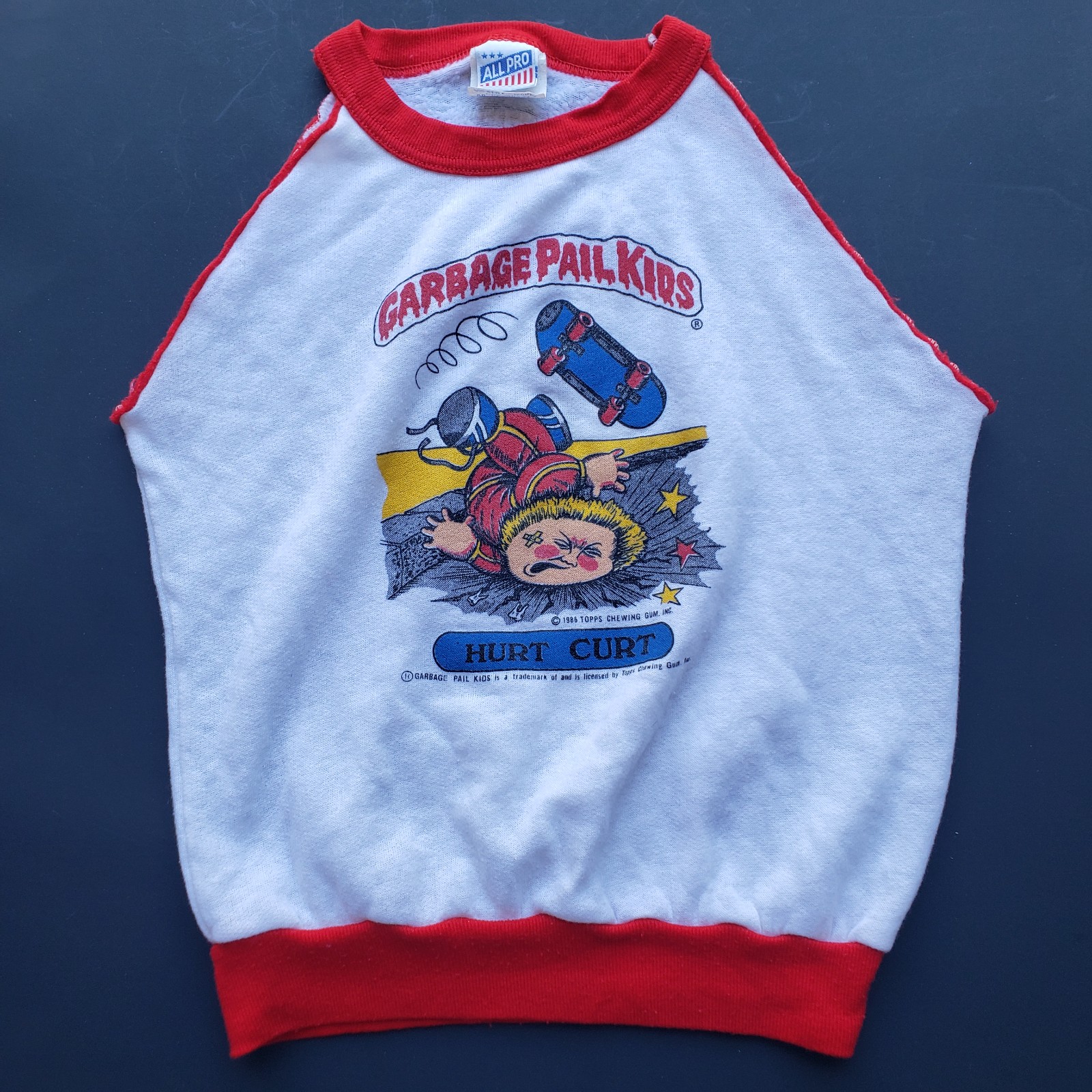 Vintage 1986 Topps Garbage Pail Kids Hurt Curt Skateboarder Youth M 12-14 Shirt