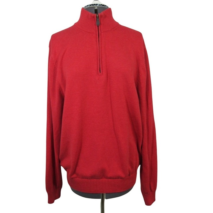 Brooks Brothers men's 346 supima cotton 1/2 zip mock neck preppy knit sweater L