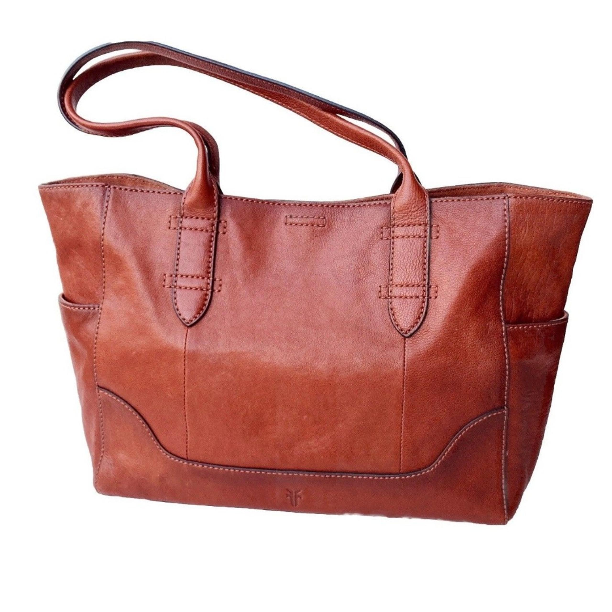 Frye North South Zip Top Shoulder Tote Bag In Cognac Leather
