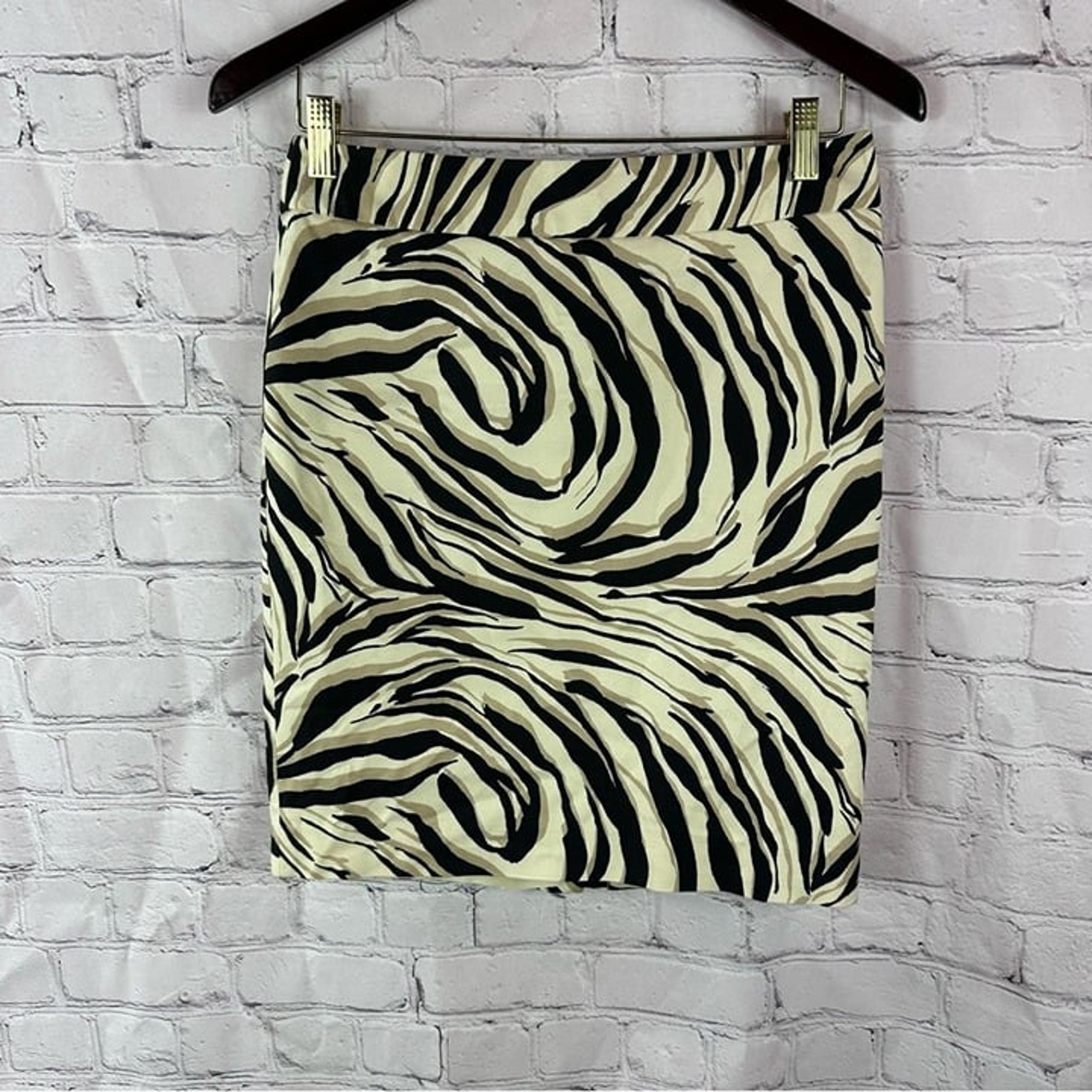 LOFT ann taylor  animal print zebra Pencil Skirt cotton blend sz 2 office