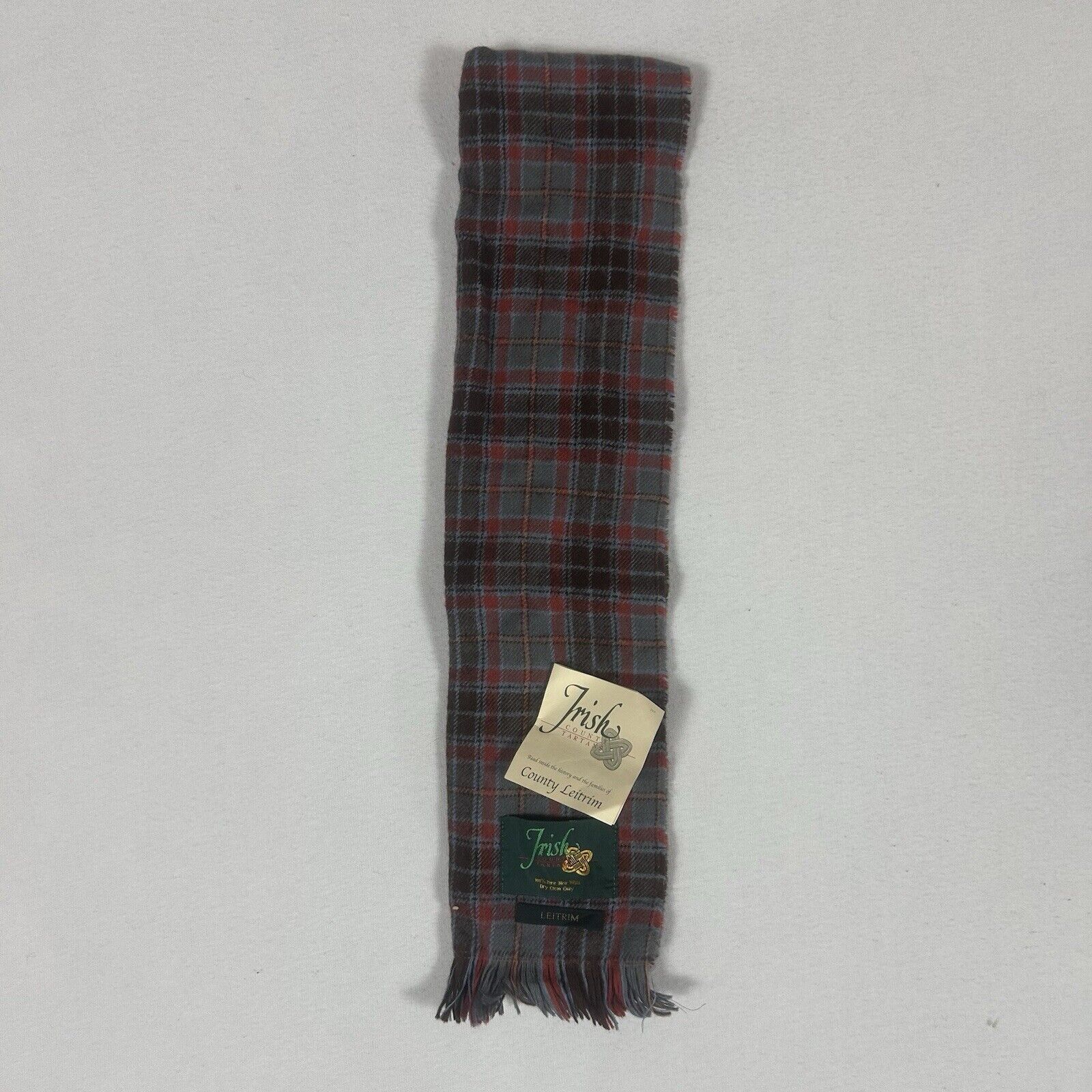 Irish County Tartans NEW Leitrim 100% Pure Wool Scarf Womens 10 x 44 Plaid NWT