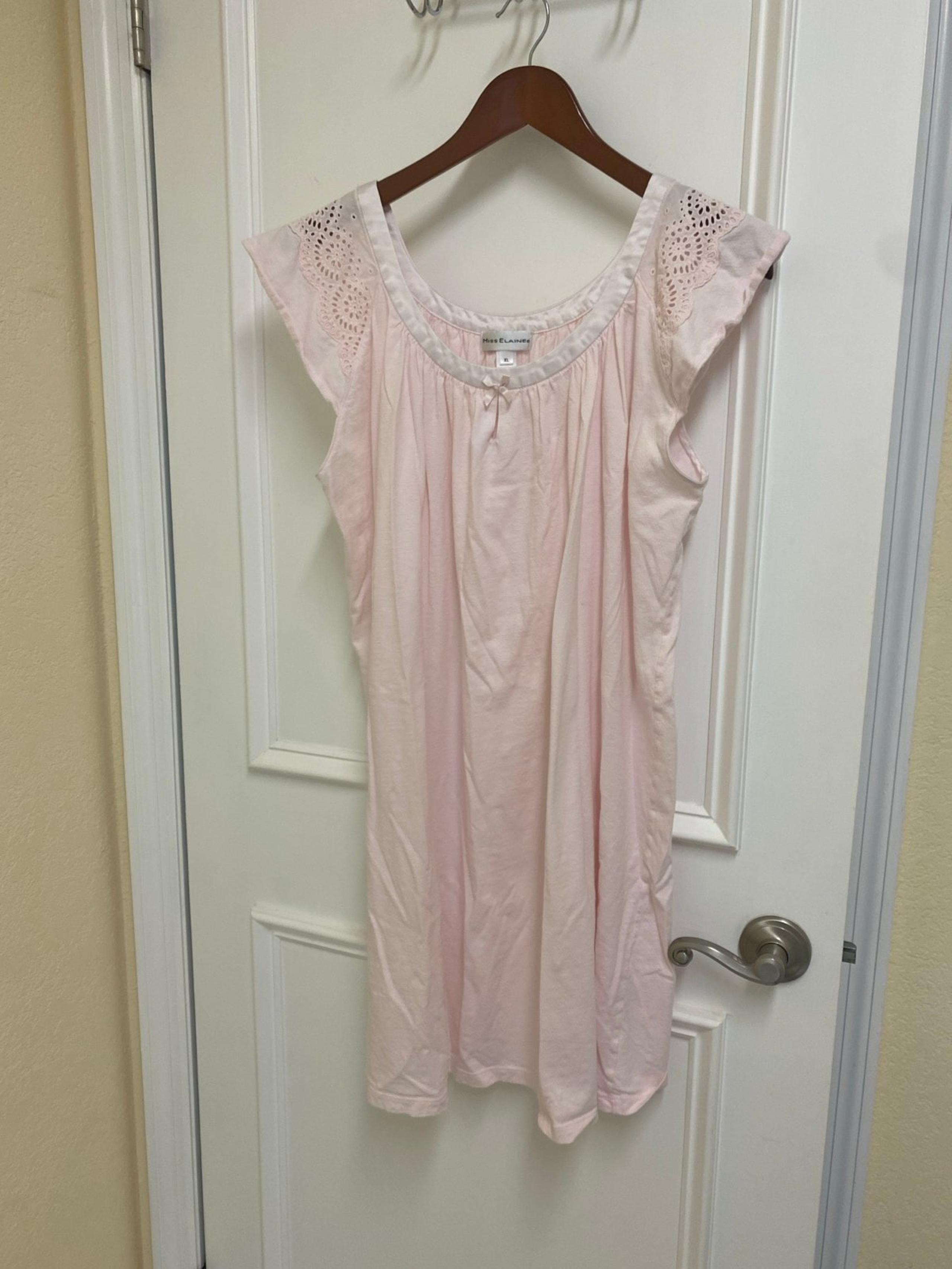 Miss Elaine Pink 100% Cotton NightGown Sleep Shirt Size XL