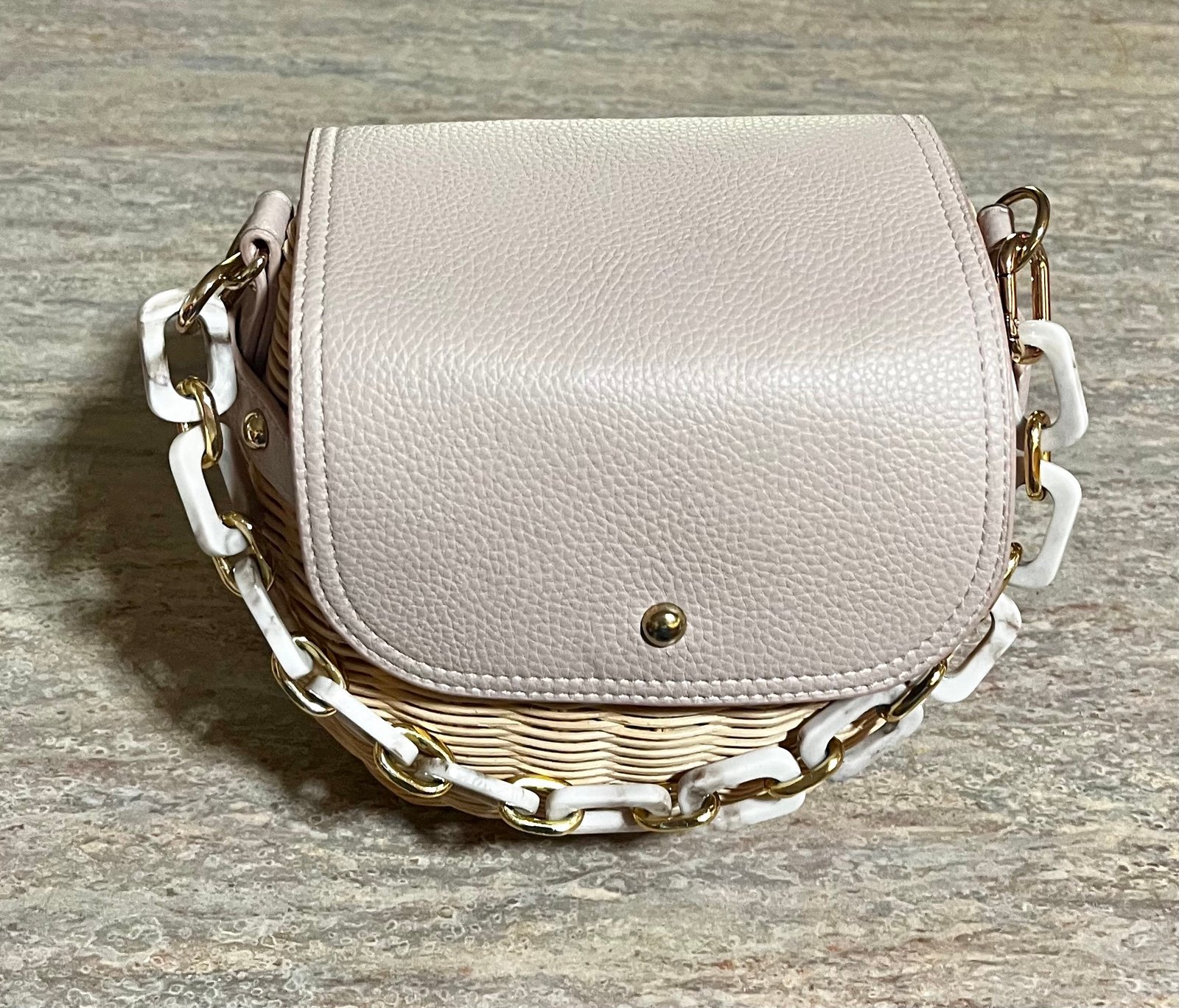 Tommy Bahama Wicker Pink Blush and Tan Bag