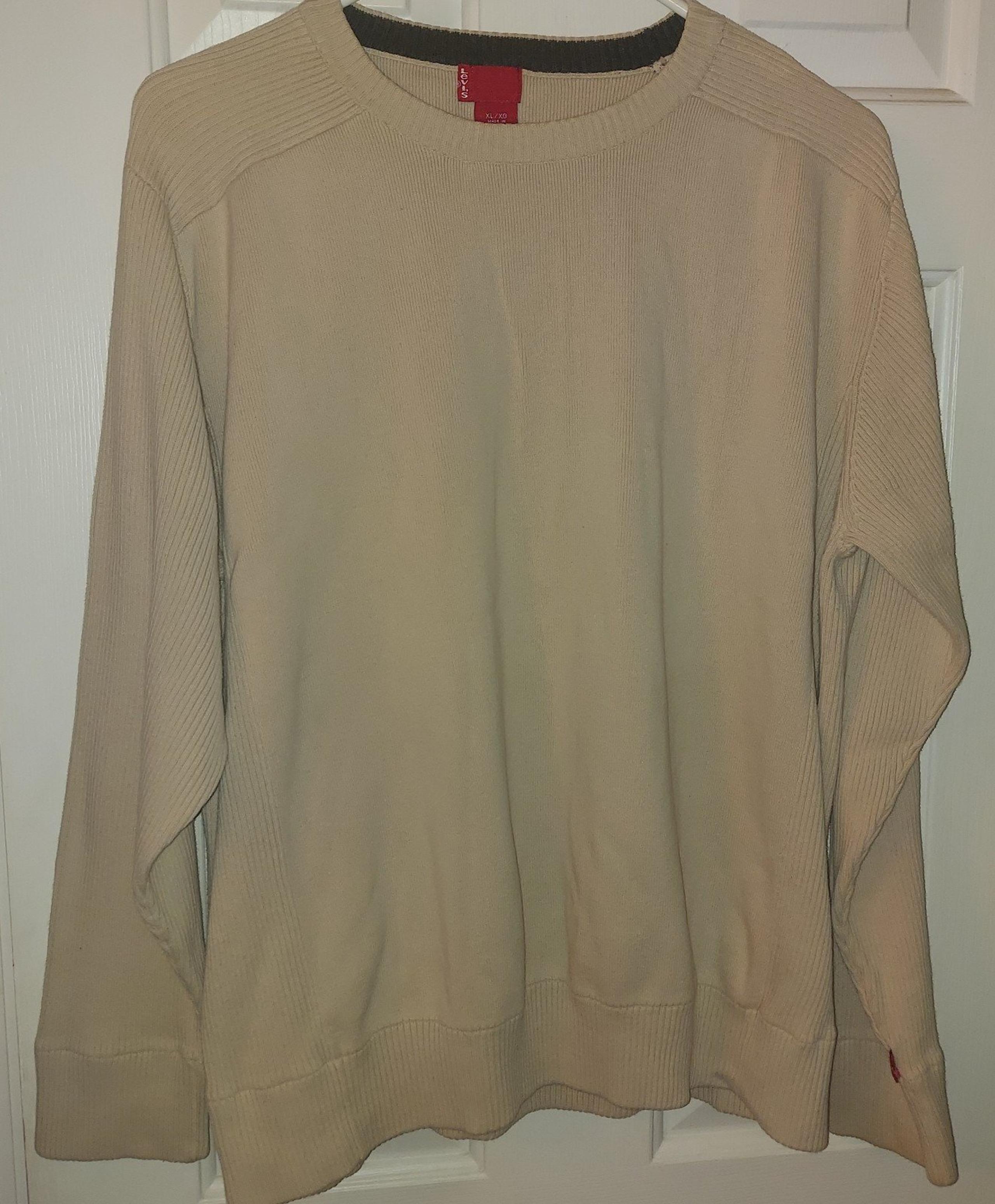 Levi's Mens Beige Crew Neck Cotton Pullover Sweater Size xl