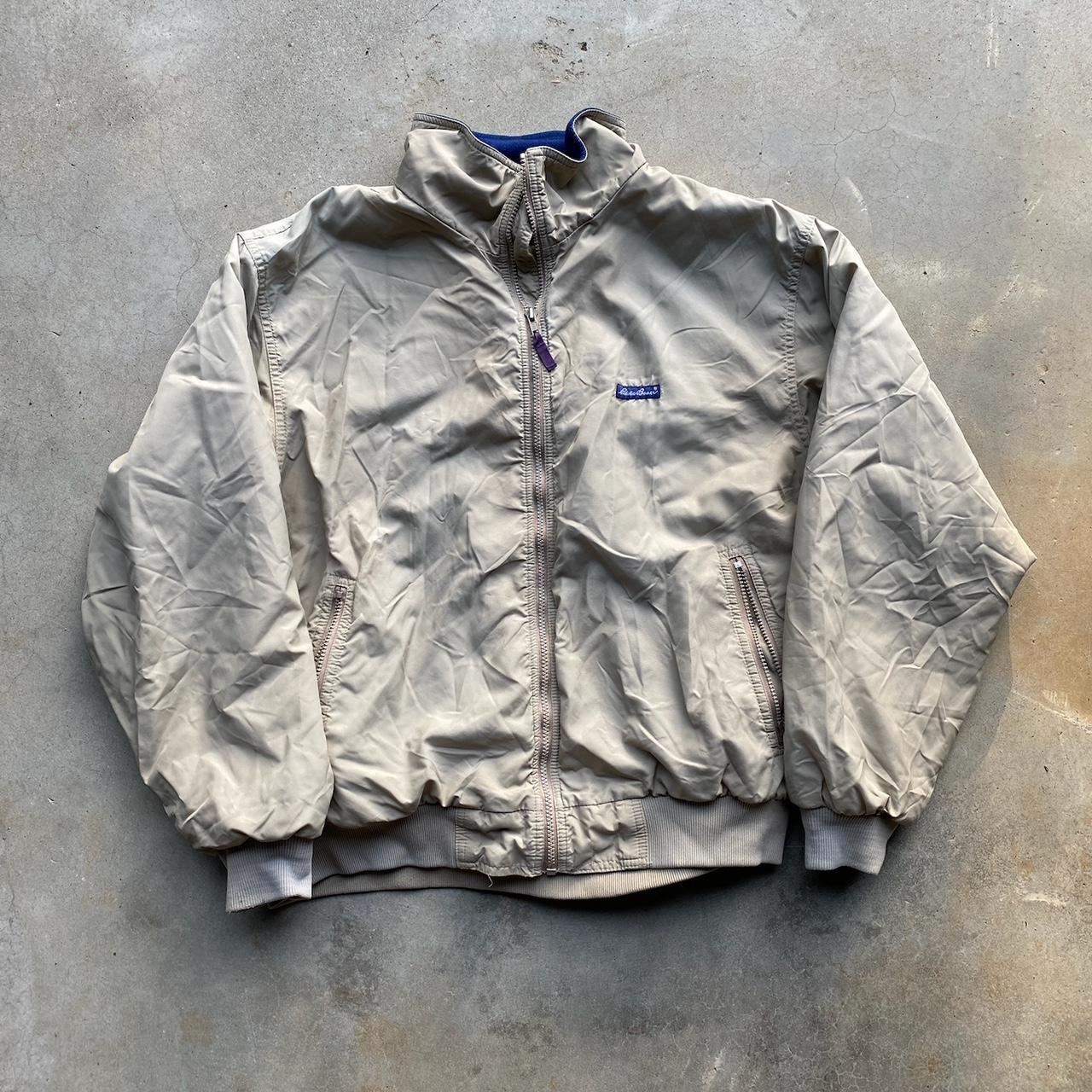 Eddie Bower cream and blue fleece lined jacket