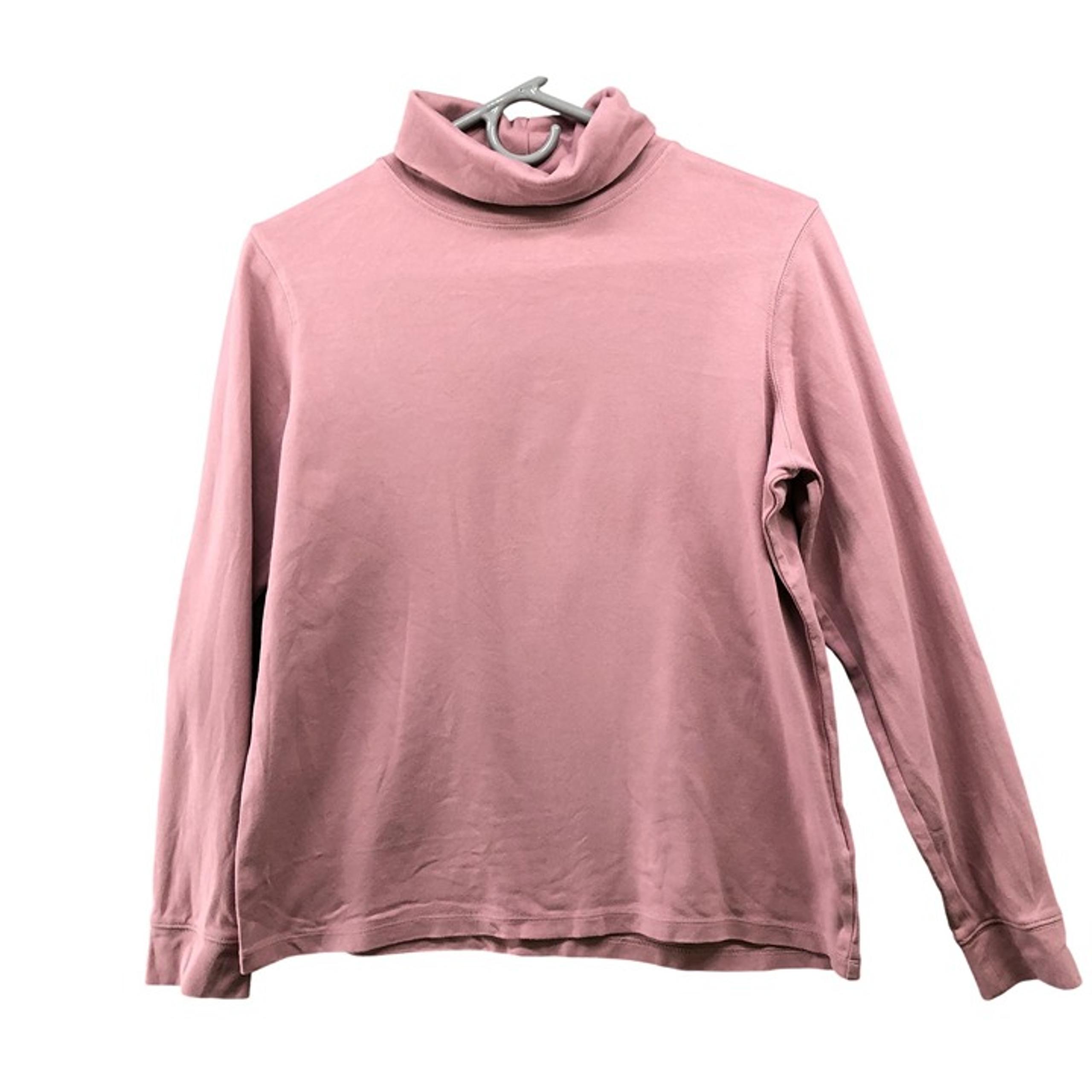 L.L. Bean Interlock Turtleneck Long Sleeve T Shirt Womens M Light Pink Cotton