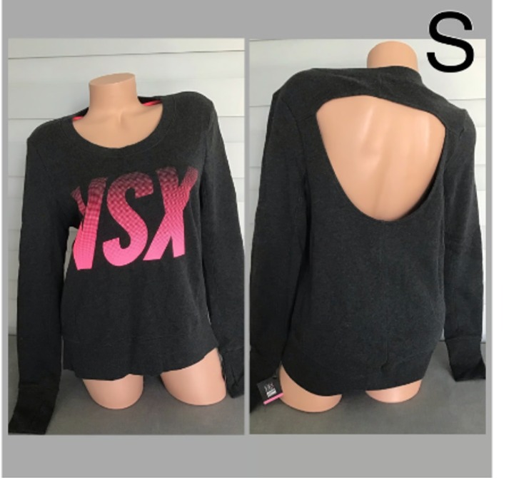 Victoria’s Secret VSX sport grey pink logo open back top sweater