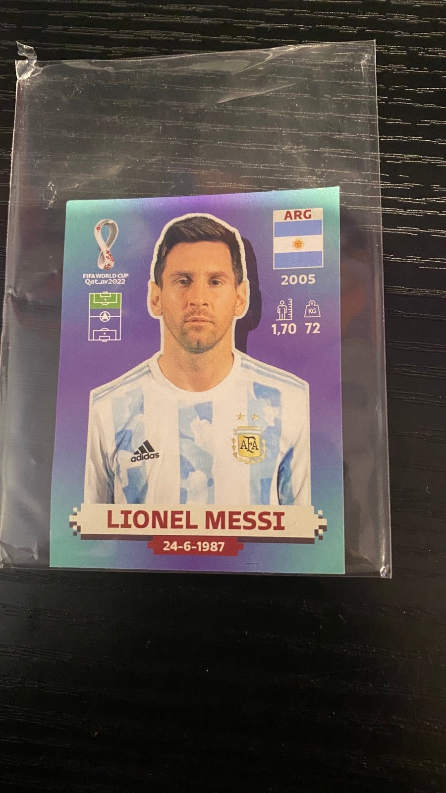 Lionel Messi champion panini card 2022