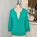White House Black Market Green Ruffled Snap Sweater Cardigan Large