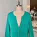 White House Black Market Green Ruffled Snap Sweater Cardigan Large