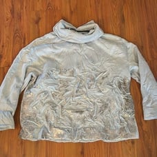 Pier Antonio Gaspari made in Italy blue oversized sweatshirt fleece inside silve