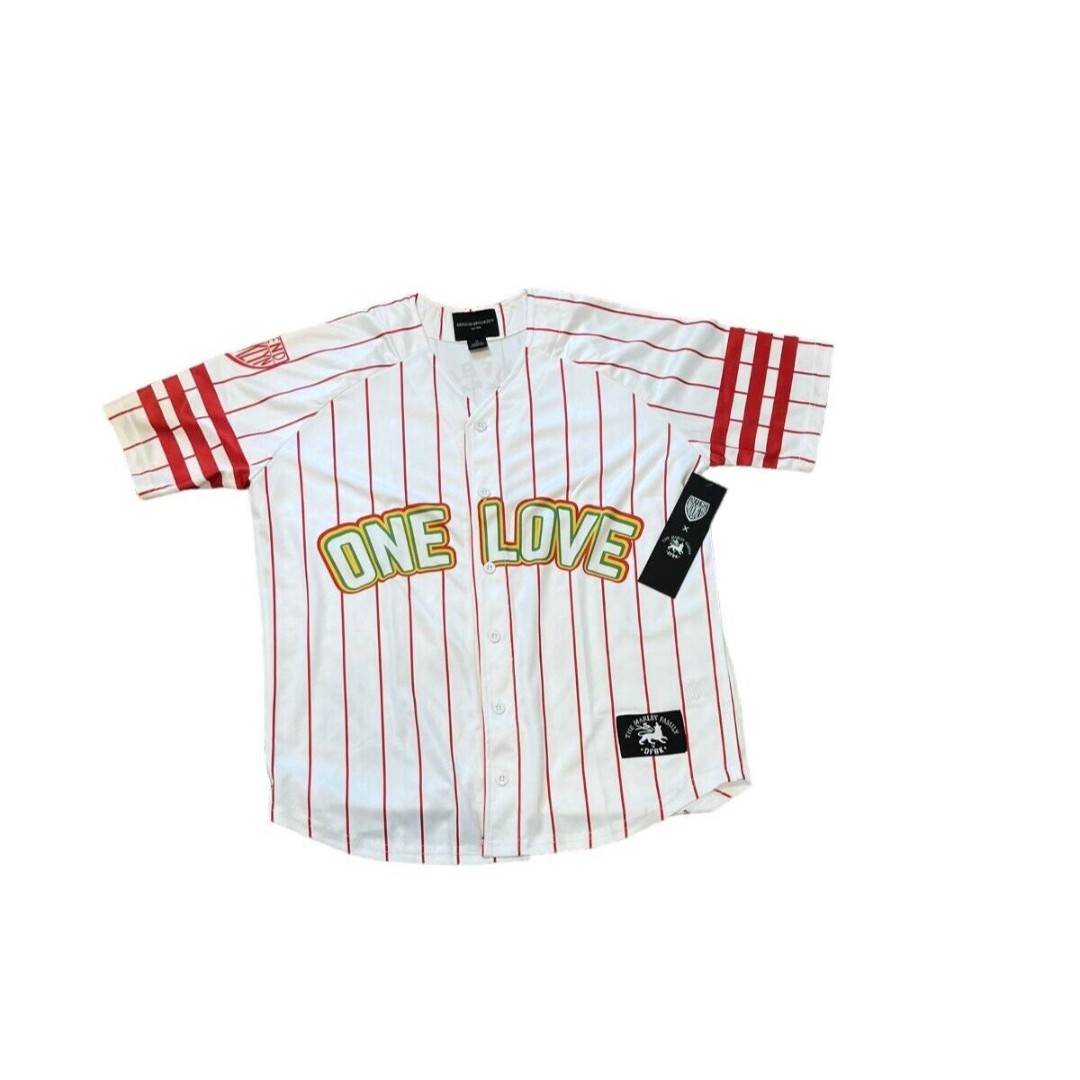 Defend Brooklyn Mens White/Red Striped One Love Jersey/Shirt Size Small DFBK