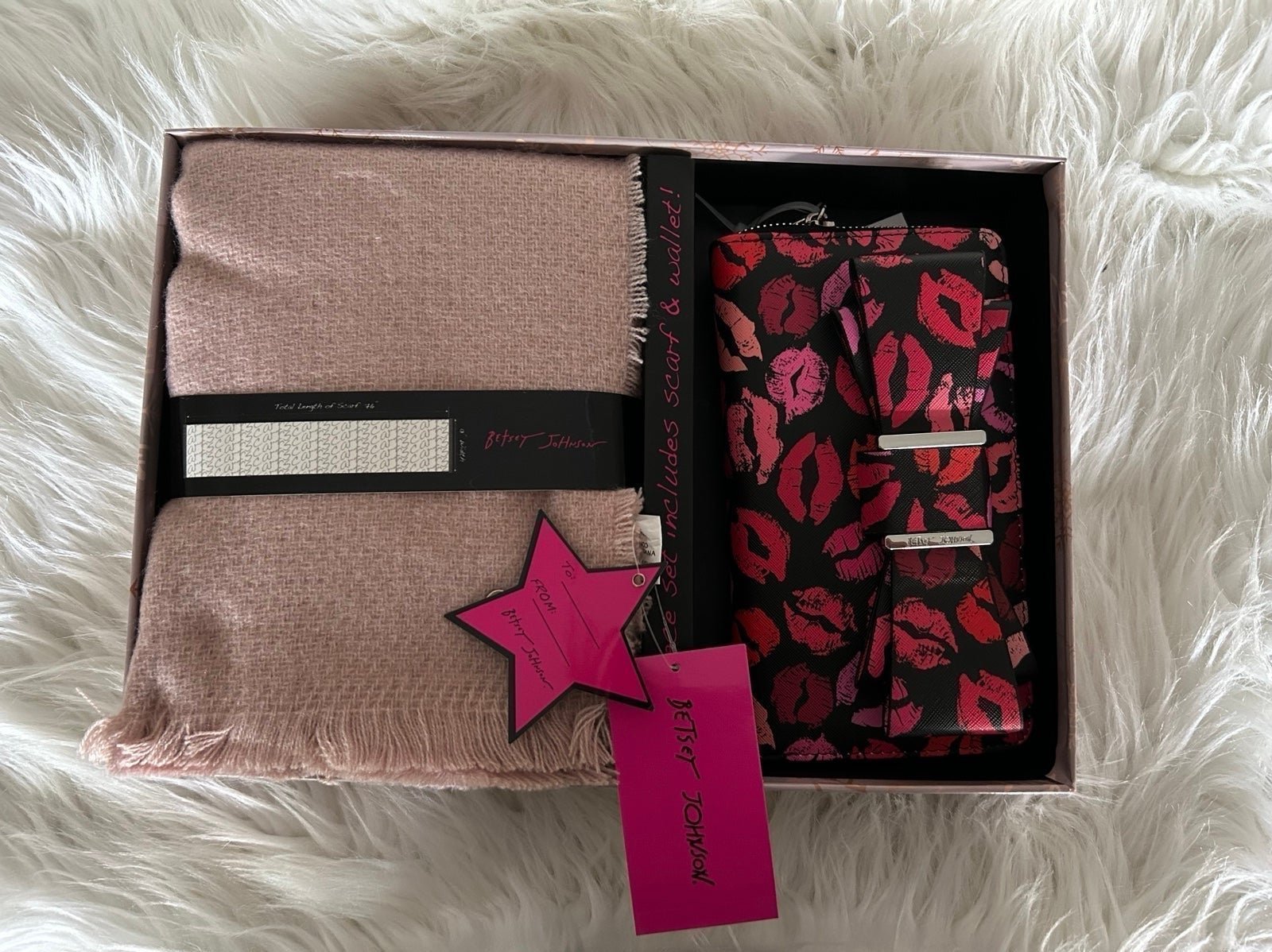Betsey Johnson Blush Scarf and wristlet gift set