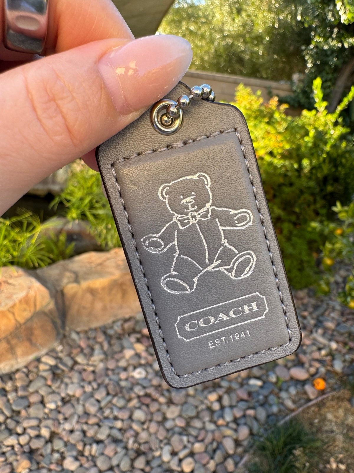 Coach y2k vintage hangtag gray purse bag charm teddy bear replacement tag