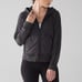 LULULEMON Acid Rubber Dye Black Loop Back Hoodie Full Zip Cotton Terry Size 6