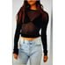 Free People H2O Crew Pullover Open Weave Knit Crop Top Black Size M