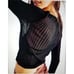 Free People H2O Crew Pullover Open Weave Knit Crop Top Black Size M