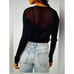 Free People H2O Crew Pullover Open Weave Knit Crop Top Black Size M