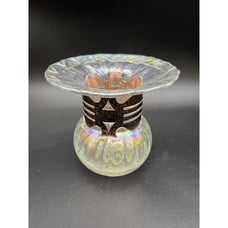 Felipe Derflingher MCM Brutalist Copper Caged Imprisoned Iridescent Glass Vase