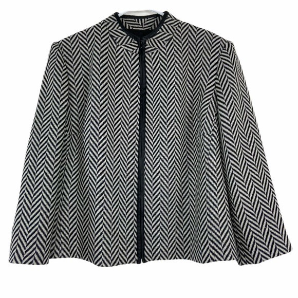 Oscar de la Renta wool blk & wht chevron