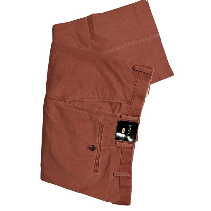 Berle 24357 Flag Red Brick 36 34 Flat Front Chino Preppy Pants Washed Cotton New