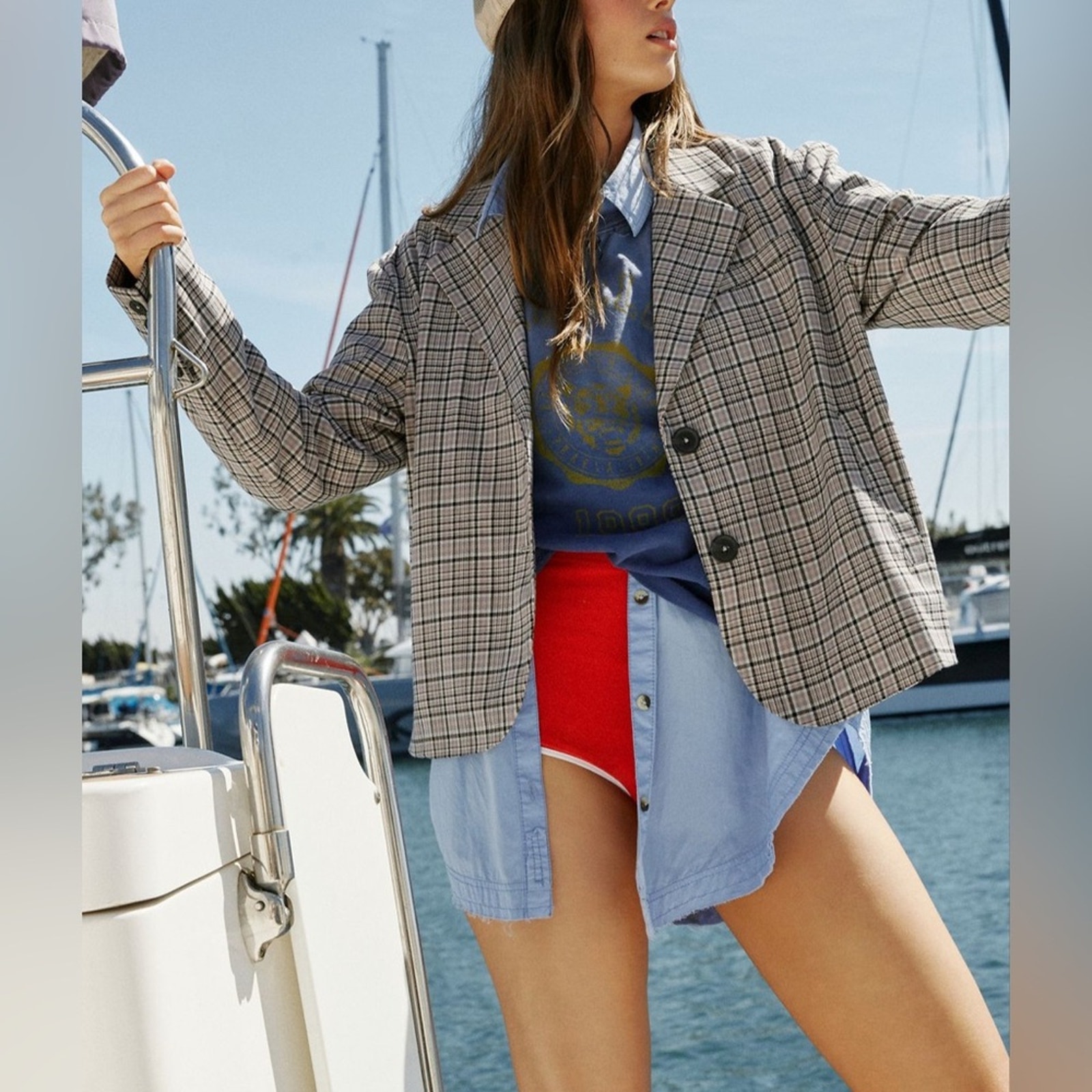 Free People We The Free Cali Plaid Blazer