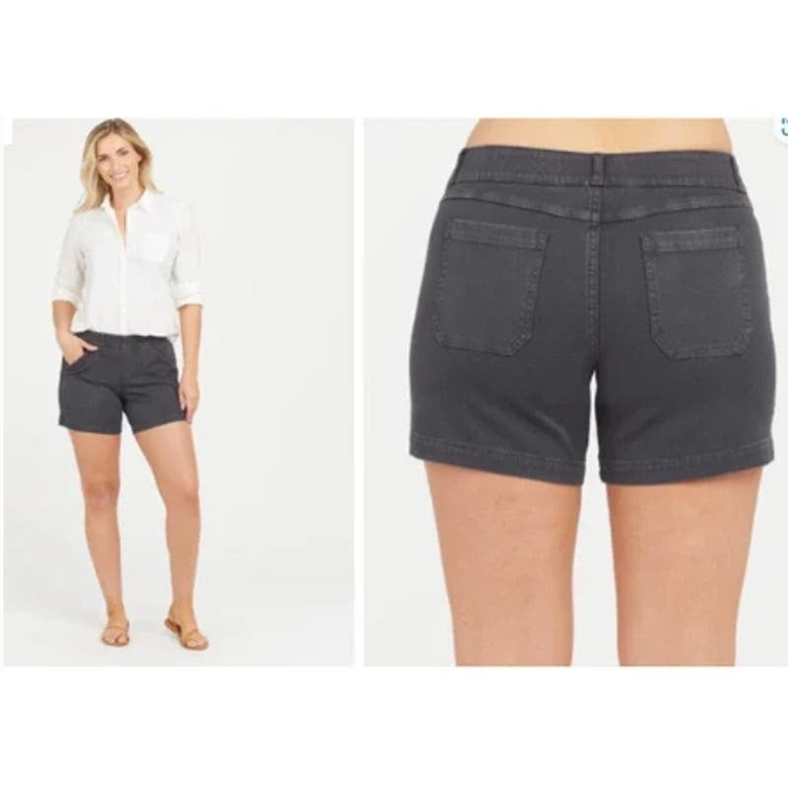 New NWT Spanx 6" Twill Shorts Pull On Size XS In Hazy Grey