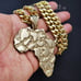 Hip Hop Iced Large Golden Nugget Africa Map Charm 10mm 30 Cuban Chain Necklace