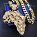 Hip Hop Iced Large Golden Nugget Africa Map Charm 10mm 30 Cuban Chain Necklace