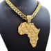 Hip Hop Iced Large Golden Nugget Africa Map Charm 10mm 30 Cuban Chain Necklace