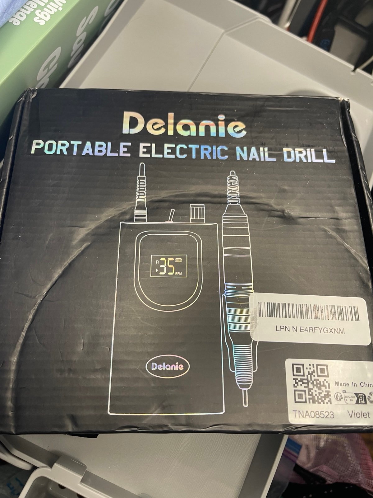 Delanie Professional Portable Electric Nail Drill Machine, 35000 RPM Rechargeabl