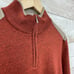 Garnet Clothiers Men Orange Rust merino Wool Quarter Zip Sweater Sueded Medium