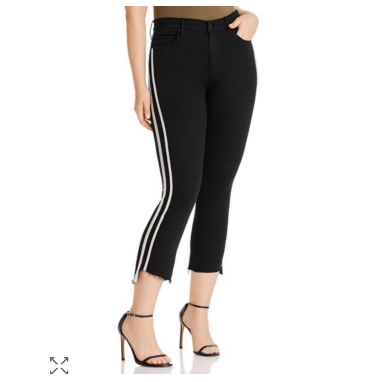 NWOT MOTHER Insider Striped Crop Step-Hem Jeans Fray High Rise Guilty Racer Jean