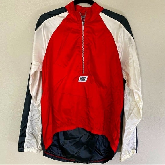 Vintage Nike (Grey Label), red/white/black high-low windbreaker, size small