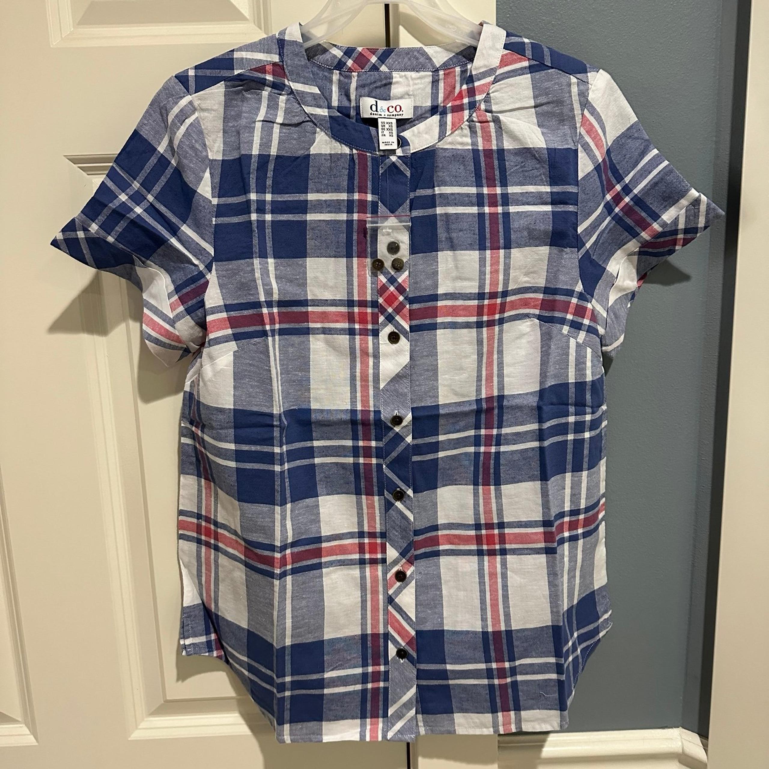 Women’s Size XXS D & Co Denim & Company Plaid Button Down Shirt