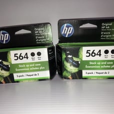 LOT 2 Original HP 564 Black Ink Cartridges Twin Pack C2P51FN EXP 8/22 & 3/23