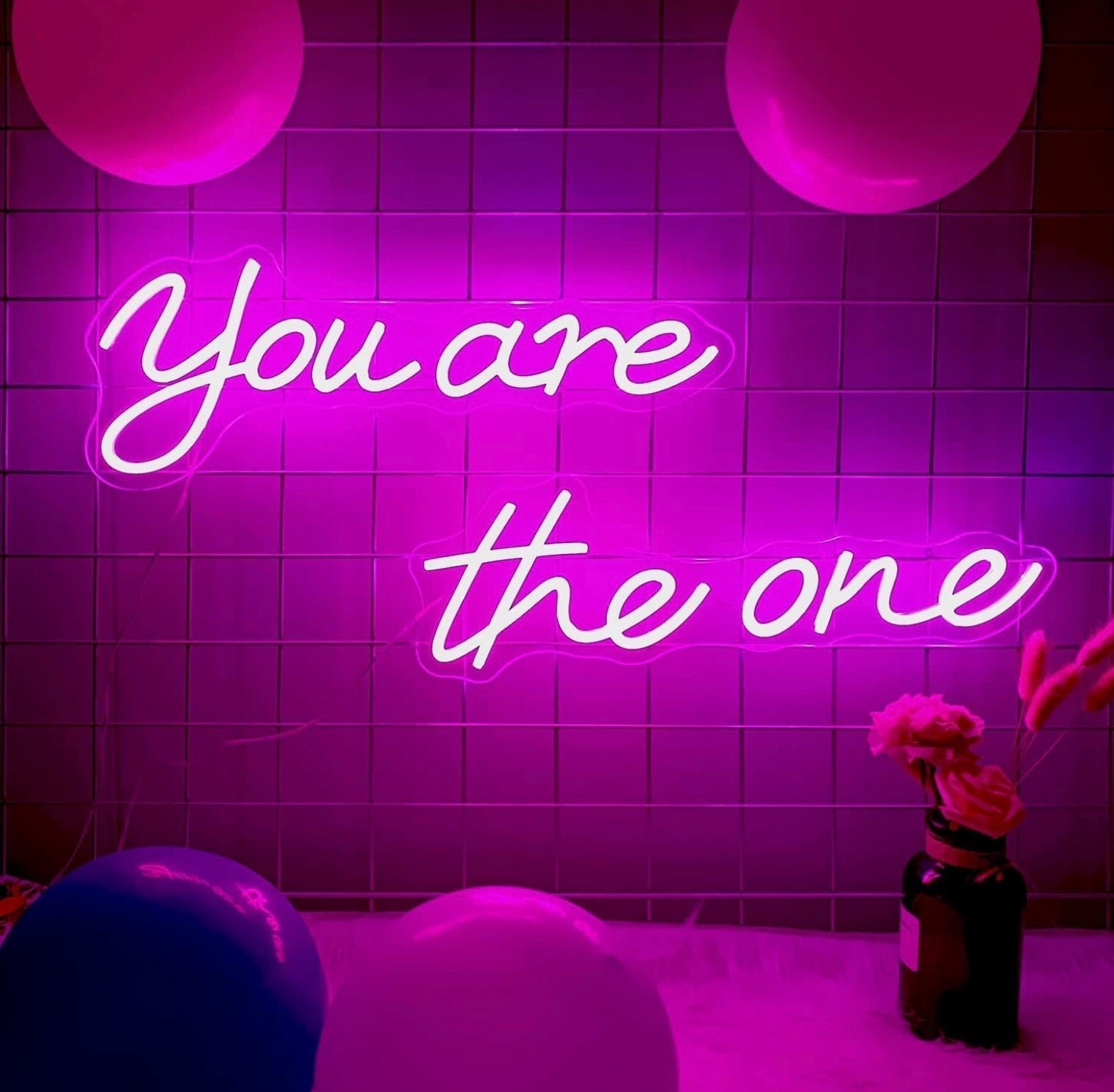 Lovely Bright Pink “You are the One” LED Night Light Romantic Room Wall Decor
