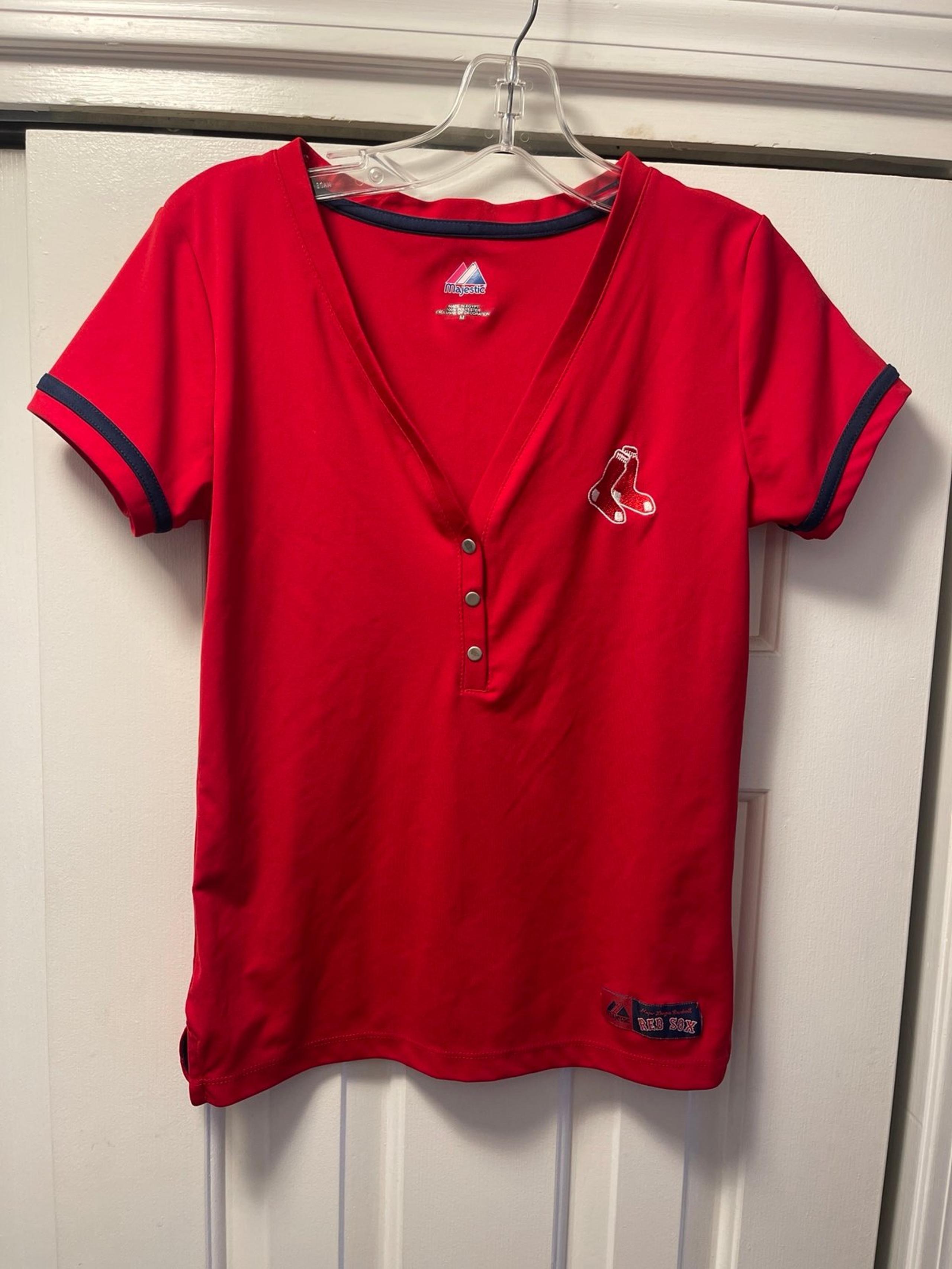 Women’s Majestic Boston Red Sox Team V Neck T Shirt Size Medium