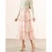 Rachel Parcell Tiered Pleated Midi Skirt Snakeskin Pink XS