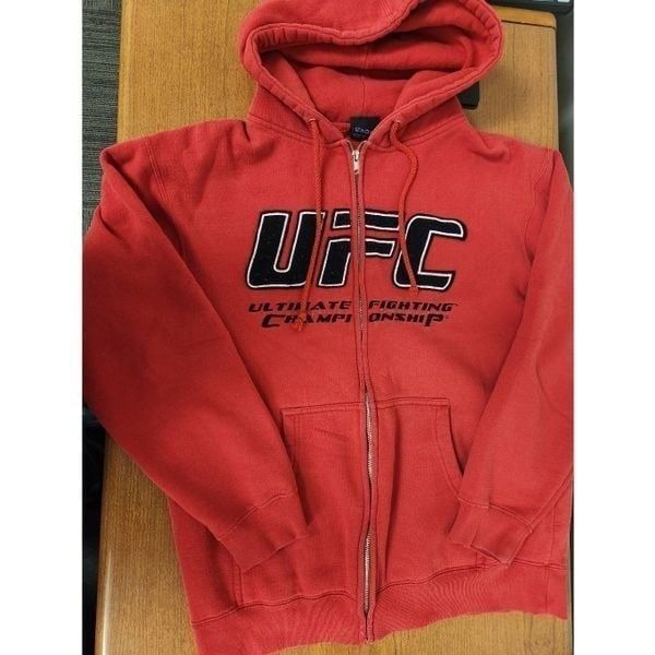 UFC (Ultimate Fighting Championship) Red Full Zip Fleece Jacket Unisex Medium Vt