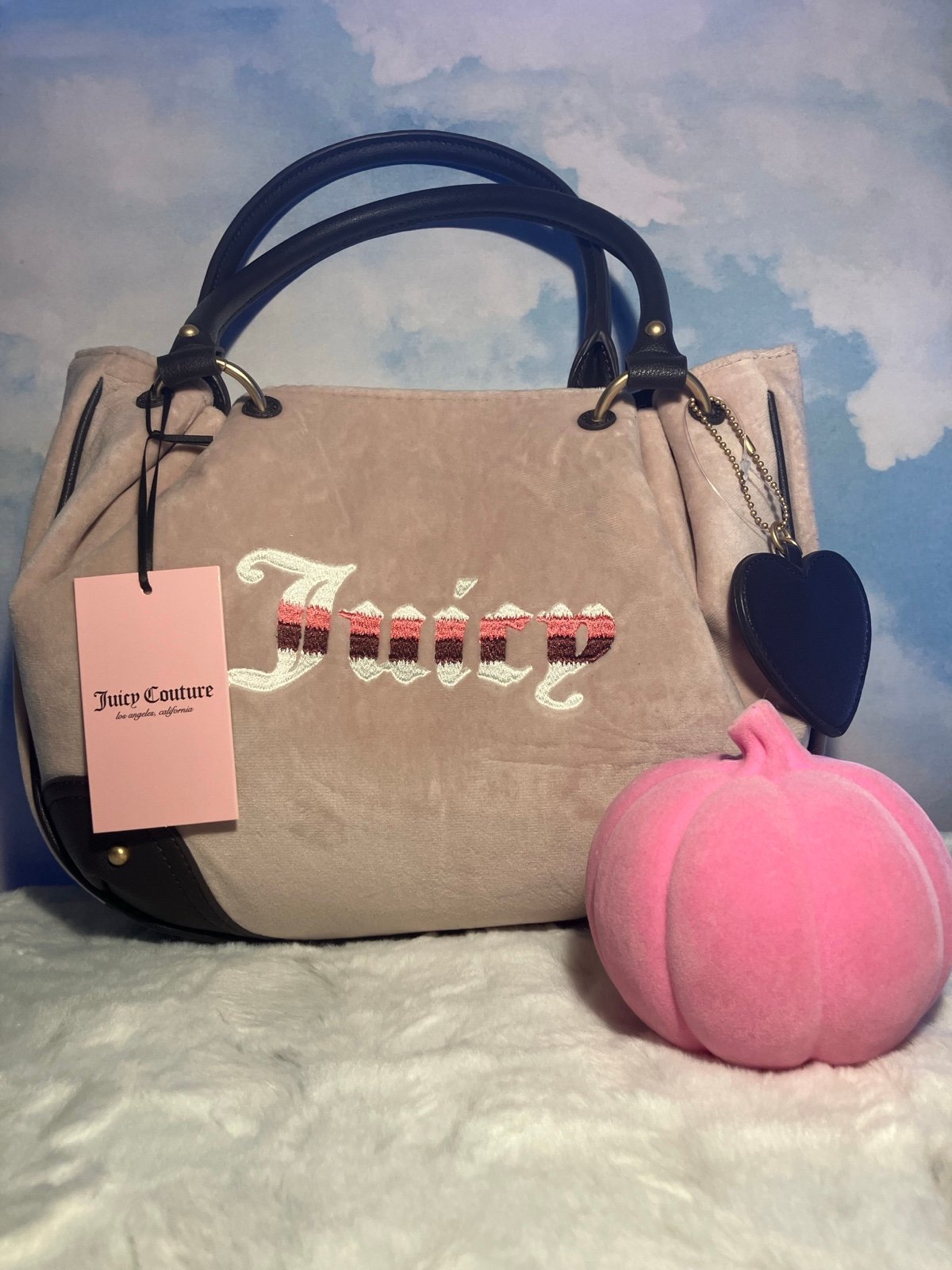 Juicy Couture Purse Retro Vibe Satchel(Dusty Blush/Chocolate)