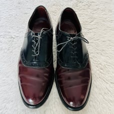 Allen Edmonds 2 Tone Burgundy /Black Oxfords Shoes Size 9