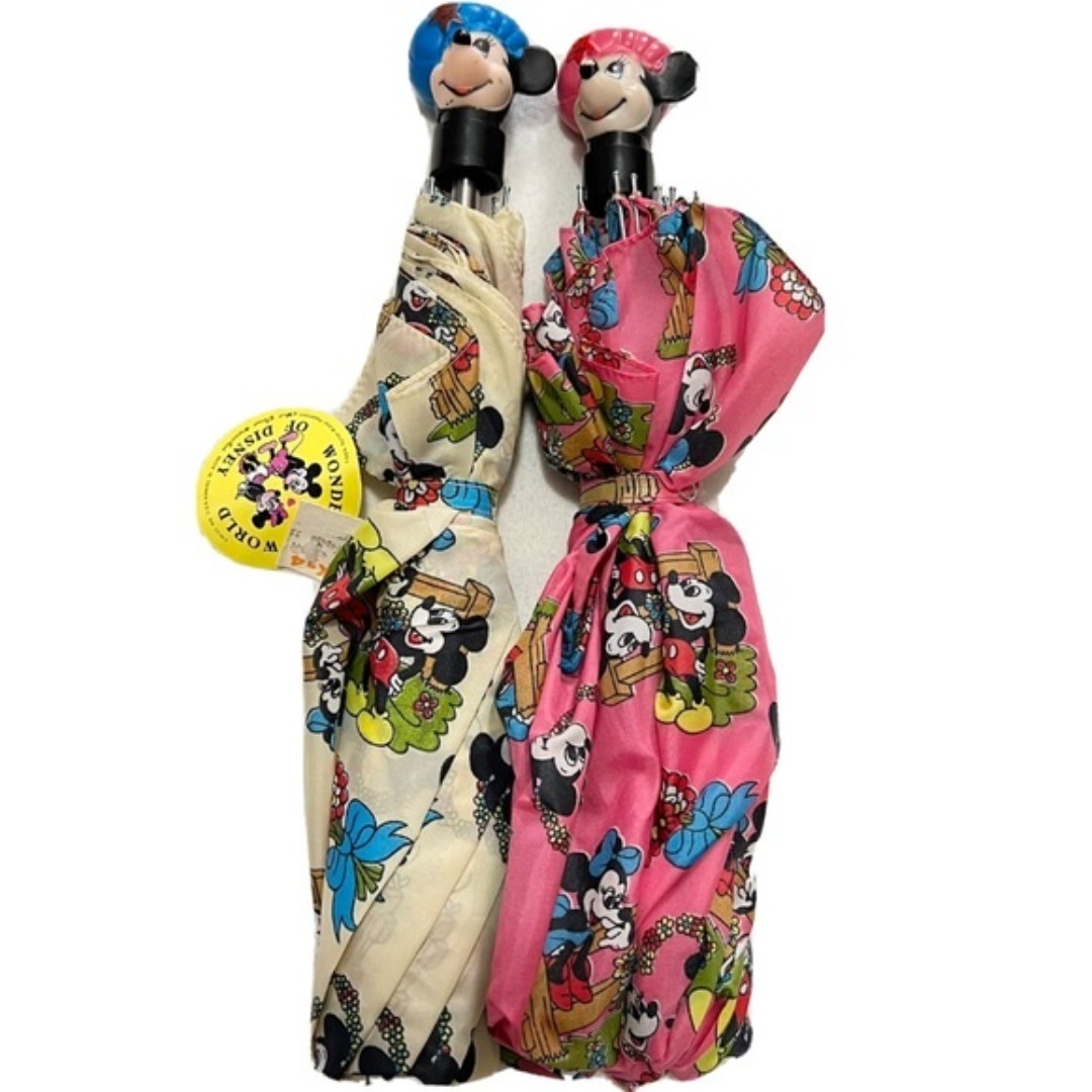 Mickey Minnie Mouse vintage 1970s umbrellas matching Rare Disney