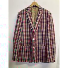 Lauren Ralph Lauren Sport Coat Red Cotton Mardras Plaid Men's 42L Blazer Jacket