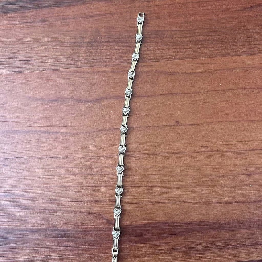 Diamond Heart Tennis Italy 10k Gold Bracelet