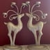 Vintage Glitter Thin Metal Reindeer Deer Christmas Candle Holder Votive Pair