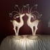Vintage Glitter Thin Metal Reindeer Deer Christmas Candle Holder Votive Pair