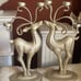 Vintage Glitter Thin Metal Reindeer Deer Christmas Candle Holder Votive Pair