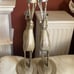 Vintage Glitter Thin Metal Reindeer Deer Christmas Candle Holder Votive Pair