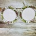 Oneida TUSCAN GRAPES Cheri Blum Rim Panels Dots Stoneware Dinner Plates Set 4
